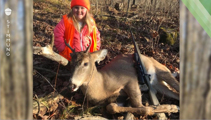 Lexie (6) hat gerade ihren ersten Hirsch erschossen!