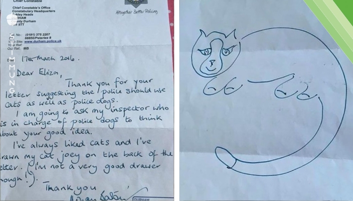 Die 5 Jährige will wissen, warum es keine Polizei Katzen gibt. Der Antwort Brief der Polizei ist einfach zum Schießen!