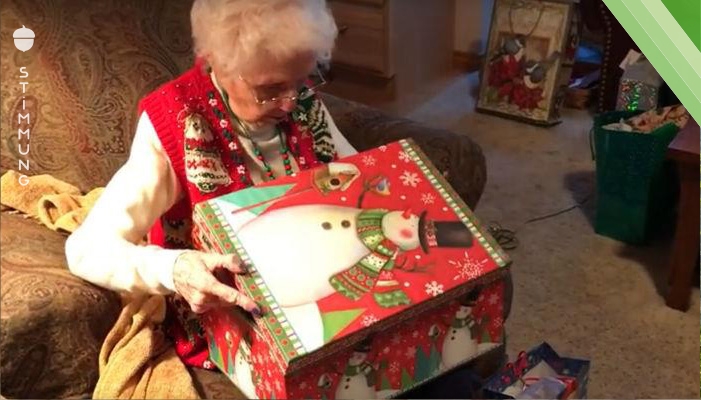 Großmutter packt ihr Weihnachtsgeschenk aus – ihre Reaktion bringt tausende Menschen zum Dahinschmelzen