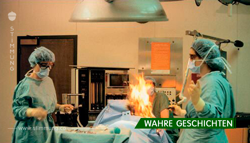 Frau pupst während Operation, setzt OP in Brand.