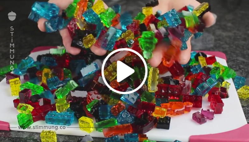So macht man Legosteine aus Fruchtgummi.