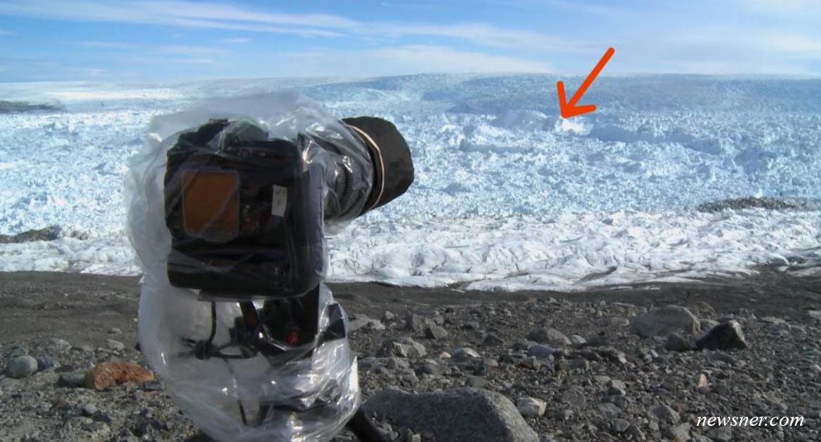 Der Typ hat die Kamera auf dem Eis gelassen. Und nach einer Minute geschah etwas  sehr, sehr Beunruhigendes ...