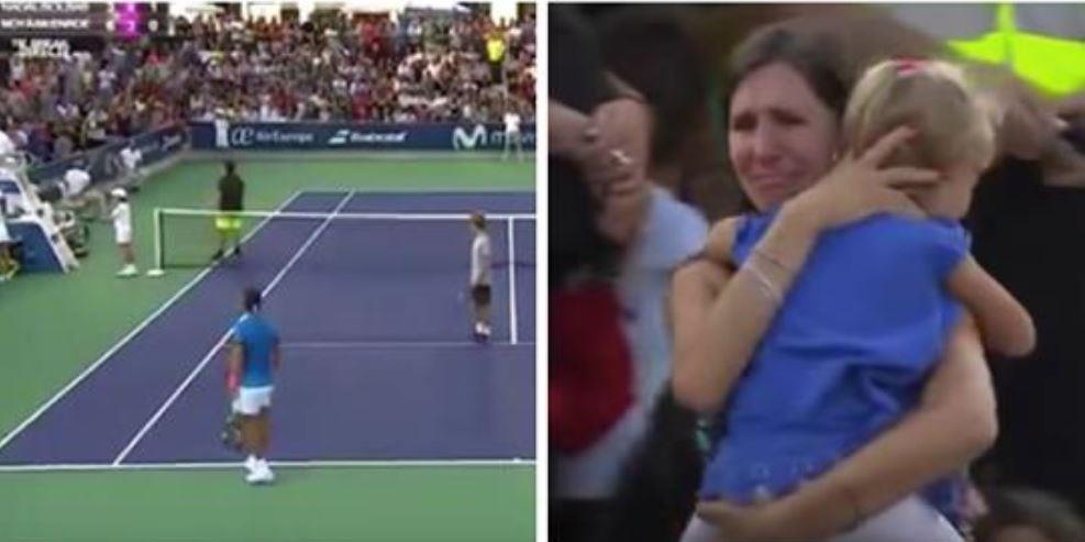 Dieses kleine Mädchen verschwindet im Publikum – dann überrascht der große Tennisstar alle	