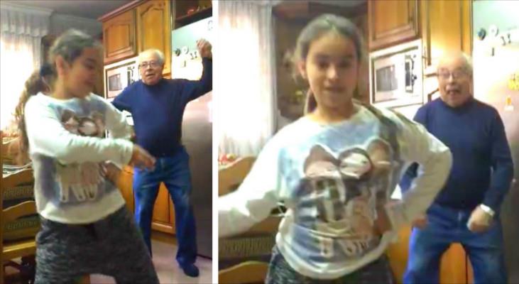 Mädchen filmt sich beim Tanzen zu „Despacito“ – nur sie hat keine Ahnung, dass ihr Großvater hinter ihr steht	