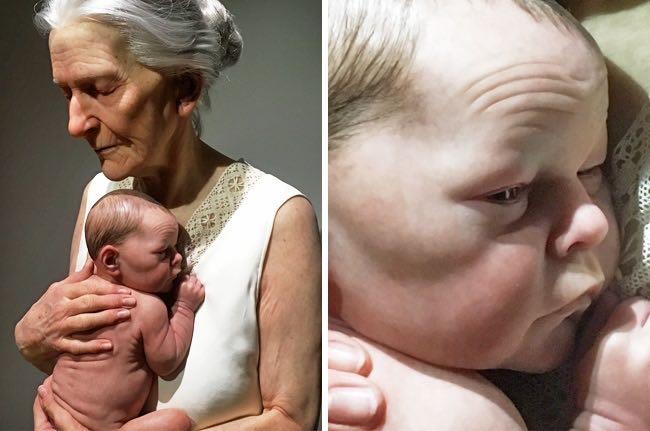 Wenn du denkst, dass das ein Foto einer Großmutter ist, die ihr Enkelkind hält, dann sieh genau hin!	