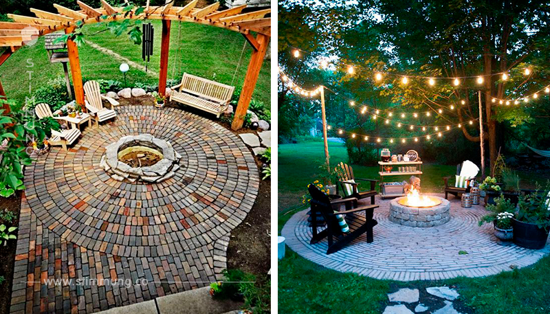 Möchten Sie einen echten Hingucker in Ihrem Garten? Erstellen Sie eine Terrasse mit Ziegelsteinen.	