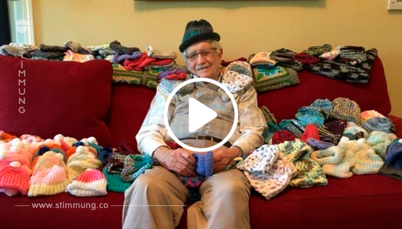 86-jähriger Opa bringt sich selbst das Stricken bei, um so 300 Frühchen mit Mützen zu versehen	