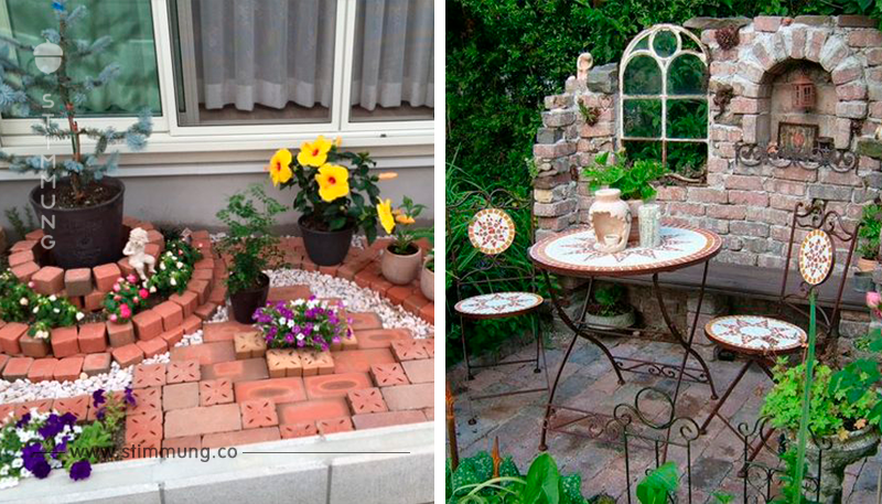 Billig, aber sehr schön! Benutzen Sie zur Wiederverwendung alte Ziegelsteine und bilden Sie einer dieser schönen Gartendekorationen!	