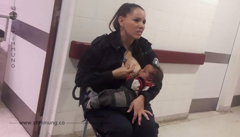 Polizistin sieht ein hungriges und verlassenes Baby - sie reagiert schnell und stillt es