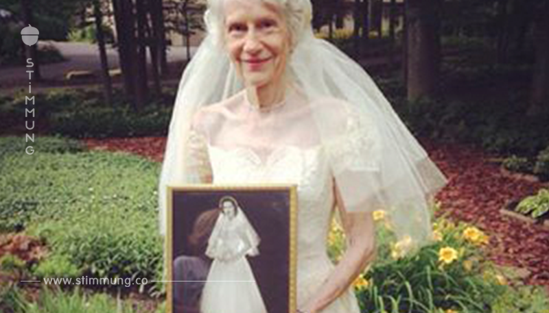 Großmutter trägt nach 63 Jahren ihr Hochzeitskleid: Die Spiegelung auf dem Foto rührt zu Tränen