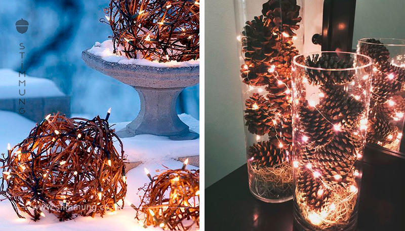 Mit ganz einfachen LED-Lämpchen richtig schöne Weihnachtsdekoration machen? Hier gibt’s ein paar Inspirationen!