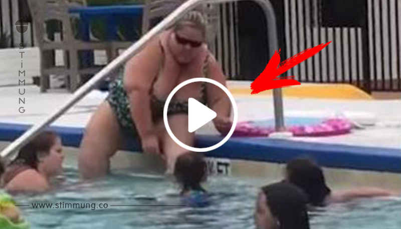 Eine Frau wird auf einem Video dabei erwischt, wie sie ihre Beine in einem öffentlichen Schwimmbad in Florida rasiert