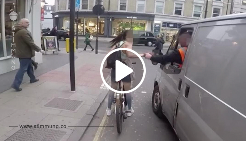 Video: Auf Straße belästigte Radfahrerin rächt sich.