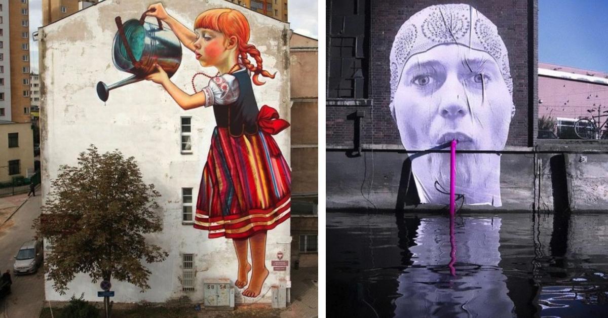 20 Straßenkunstwerke, die wie Teile der Welt aussehen.