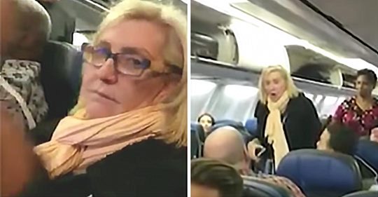 Unhöfliche Frau wird wegen groben Beleidigungen, wie fette Sau, gegenüber zwei beleibteren Mitfliegenden des Flugzeugs verwiesen