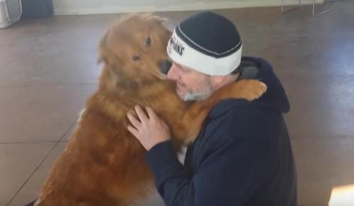Hund strahlt vor Freude, als er nach 20 Monaten wieder mit seinem Besitzer vereint ist