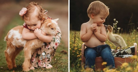 Andrea Martin fotografiert mit Tieren kuschelnde Kinder