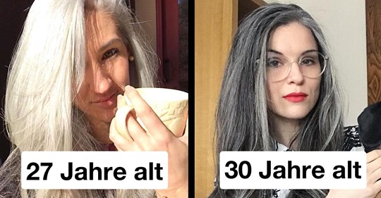 16 junge Frauen mit grauen Haaren