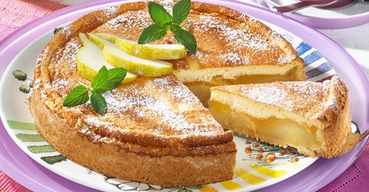 Birnenkuchen mit Pudding