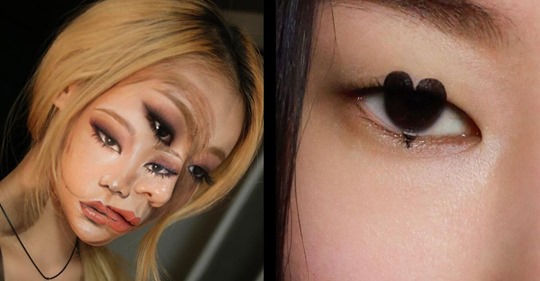 17 Bilder: Frau führt mit Make up Wahrnehmung aufs Glatteis