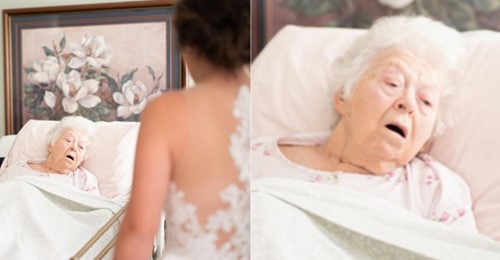 Berührende Bilder: Braut macht Fotoshooting mit Großmutter