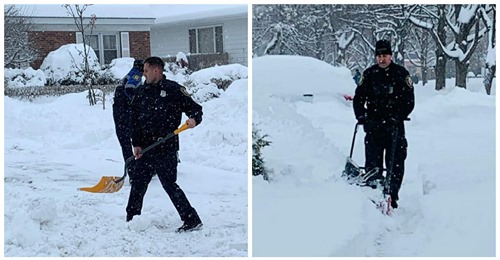 Polizisten fahren zu 99-jähriger Seniorin und schaufeln den Schnee in ihrer Einfahrt weg