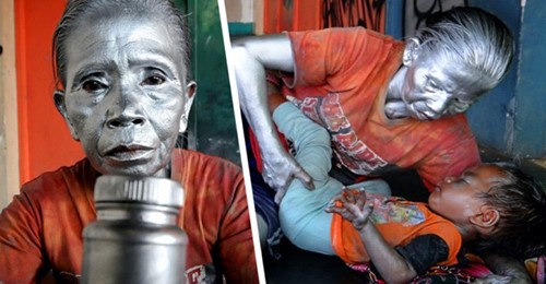Diese Großmutter ist dazu gezwungen, jeden Tag als „lebende Statue“ auf der Straße zu arbeiten, um ihren zweijährigen Enkel zu ernähren