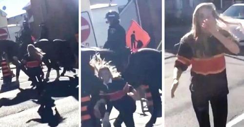 Video: Frau schlägt grundlos auf Polizeipferd ein – das Tier weiß sich aber zu wehren