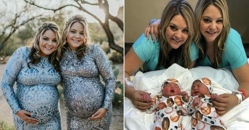 Eineiige Zwillingsschwestern bringen am selben Tag und im selben Krankenhaus jeweils ein Kind zur Welt