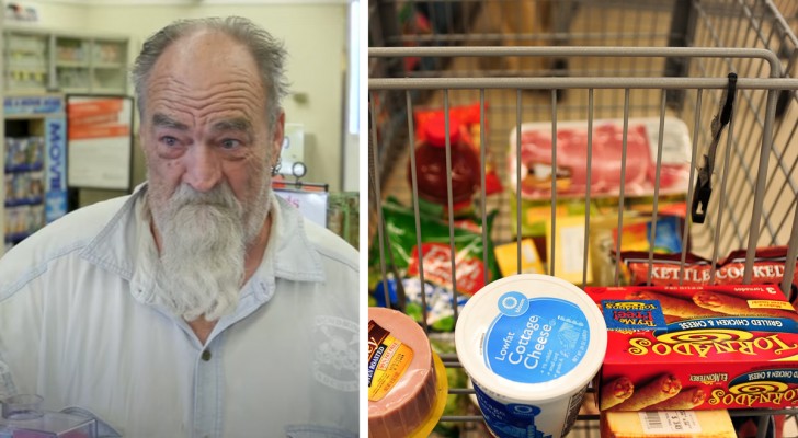 Alter Mann steht mit nur zwei Produkten an der Kasse Schlange: Fremde sagen ihm, dass sie für ihn bezahlen werden